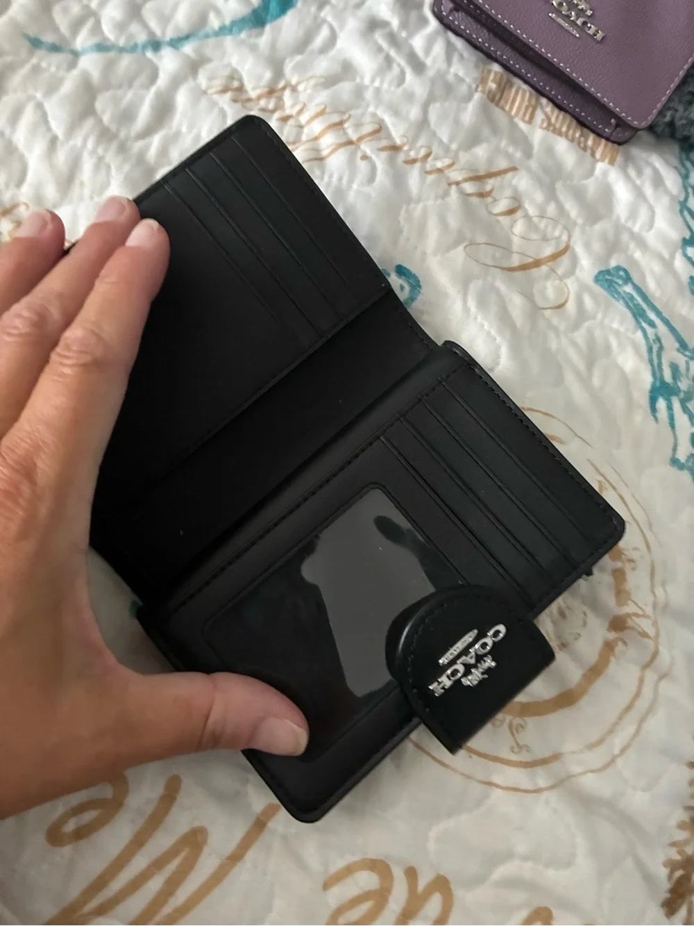 Coach Black Signature Wallet Phone Case with Logo Snap